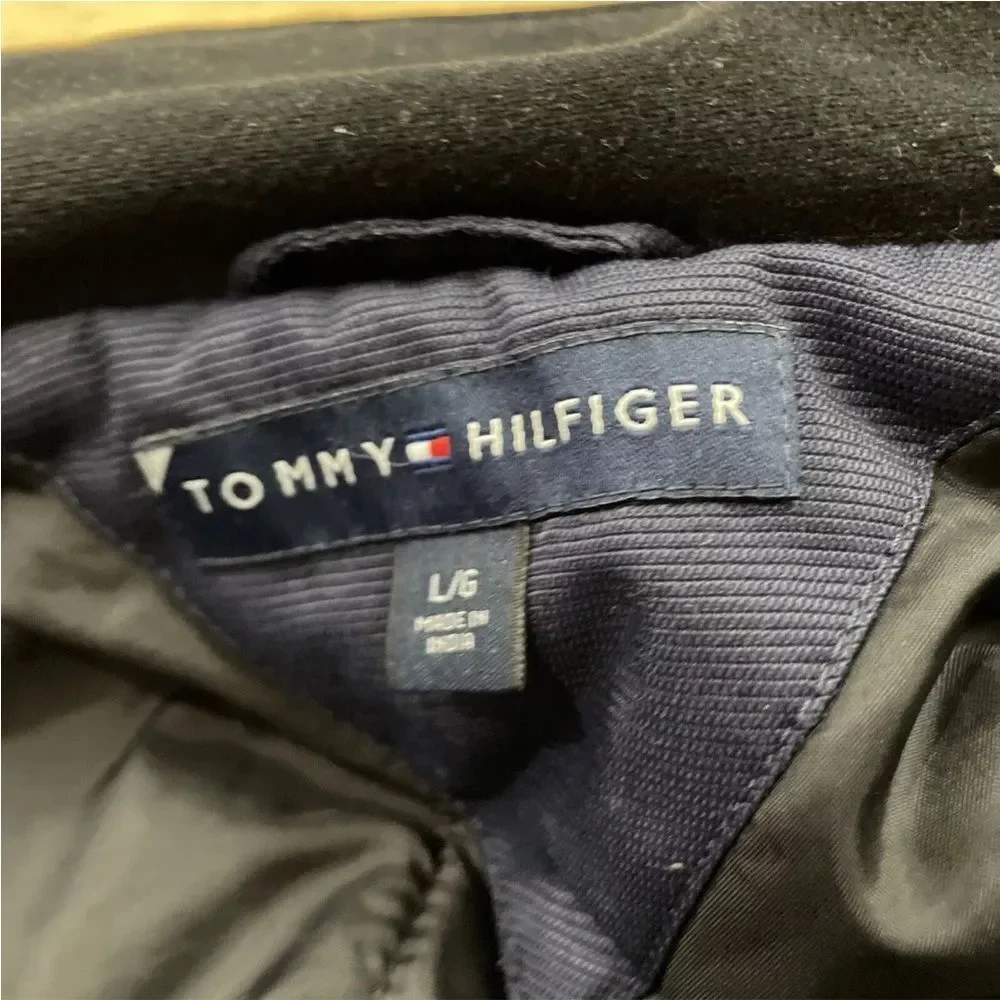 TOMMY HILFIGER Y2k Puffer Jacket Men XL Vintage Yellow Blue Heavy Snow Gorpcore